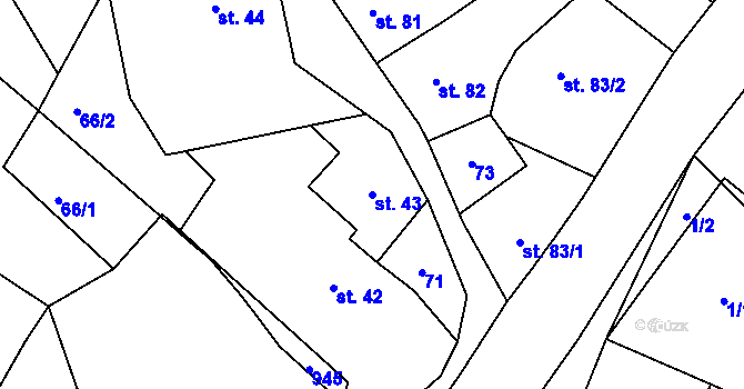 Parcela st. 43 v KÚ Modřejovice, Katastrální mapa