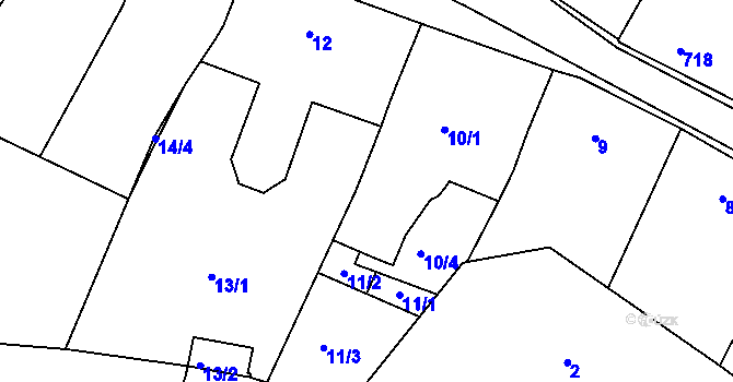 Parcela st. 10/3 v KÚ Modřice, Katastrální mapa