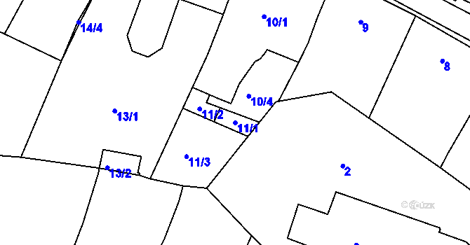 Parcela st. 11/1 v KÚ Modřice, Katastrální mapa