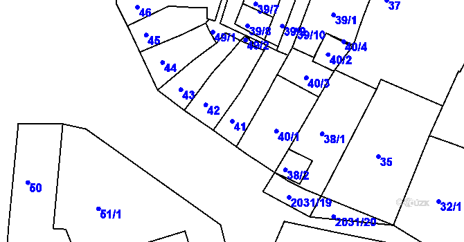 Parcela st. 41 v KÚ Modřice, Katastrální mapa