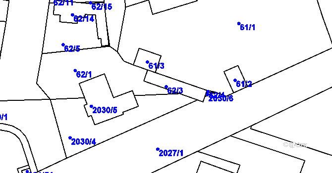 Parcela st. 62/3 v KÚ Modřice, Katastrální mapa