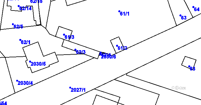 Parcela st. 62/4 v KÚ Modřice, Katastrální mapa