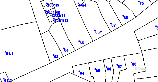 Parcela st. 65 v KÚ Modřice, Katastrální mapa