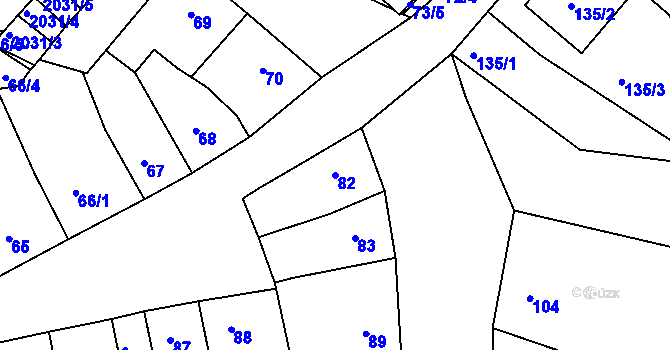 Parcela st. 82 v KÚ Modřice, Katastrální mapa
