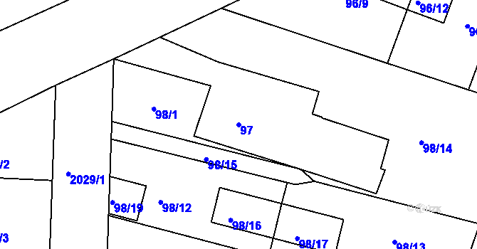Parcela st. 97 v KÚ Modřice, Katastrální mapa