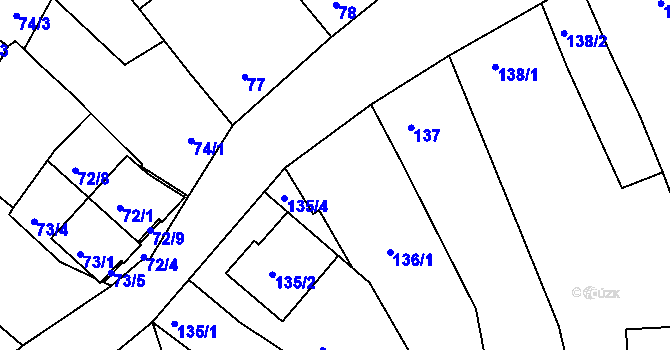 Parcela st. 136 v KÚ Modřice, Katastrální mapa