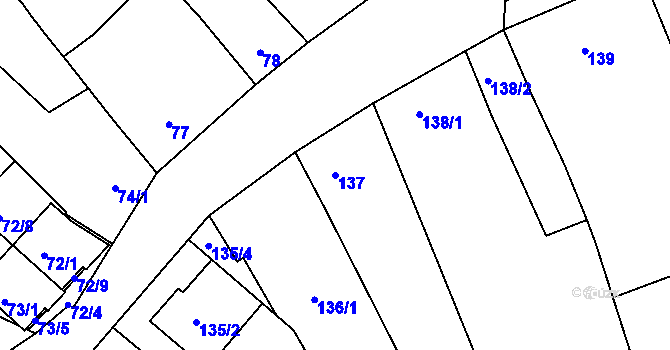 Parcela st. 137 v KÚ Modřice, Katastrální mapa