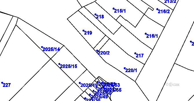 Parcela st. 220/2 v KÚ Modřice, Katastrální mapa