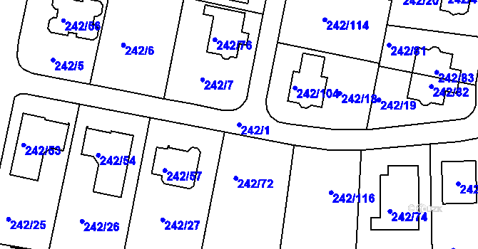 Parcela st. 242/1 v KÚ Modřice, Katastrální mapa