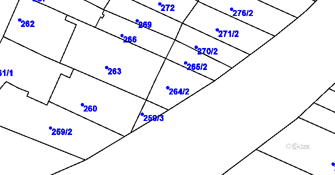 Parcela st. 264/2 v KÚ Modřice, Katastrální mapa