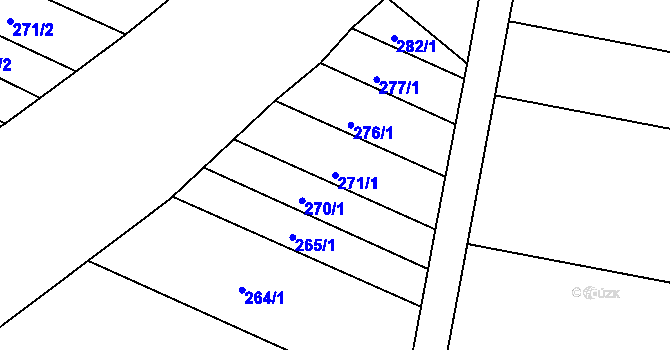 Parcela st. 271/1 v KÚ Modřice, Katastrální mapa