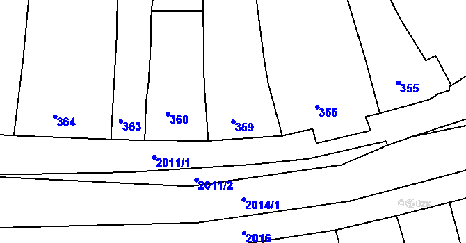 Parcela st. 359 v KÚ Modřice, Katastrální mapa