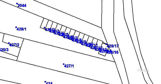 Parcela st. 428/10 v KÚ Modřice, Katastrální mapa