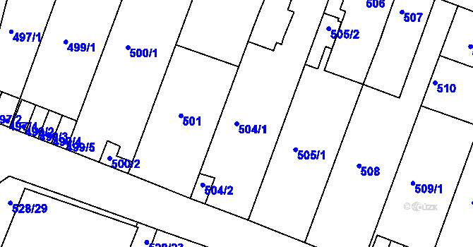 Parcela st. 504/1 v KÚ Modřice, Katastrální mapa