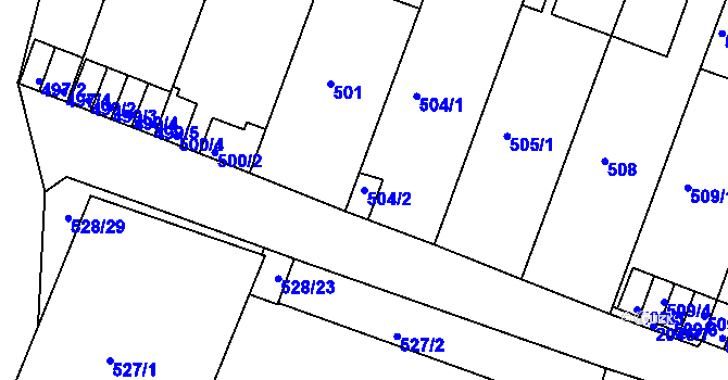 Parcela st. 504/2 v KÚ Modřice, Katastrální mapa