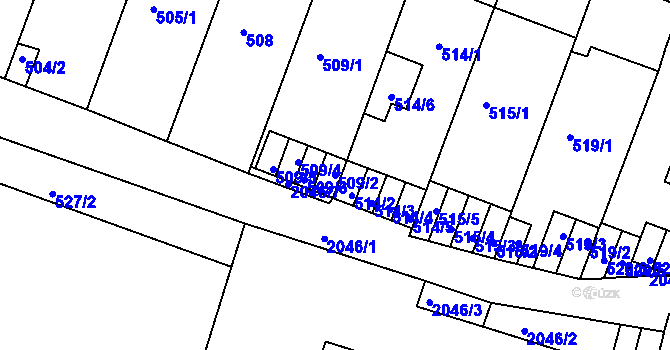 Parcela st. 509/2 v KÚ Modřice, Katastrální mapa