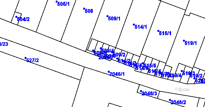 Parcela st. 509/3 v KÚ Modřice, Katastrální mapa