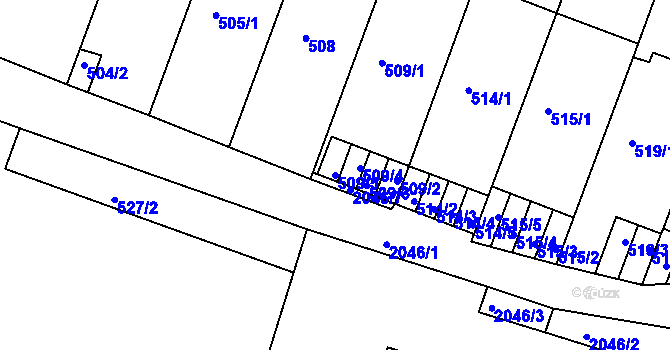 Parcela st. 509/5 v KÚ Modřice, Katastrální mapa
