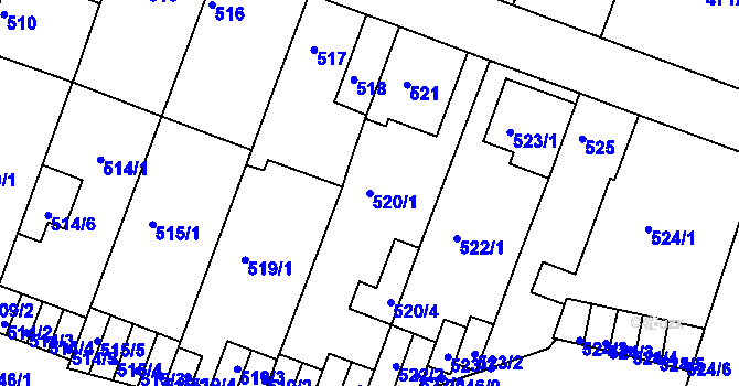 Parcela st. 520/1 v KÚ Modřice, Katastrální mapa