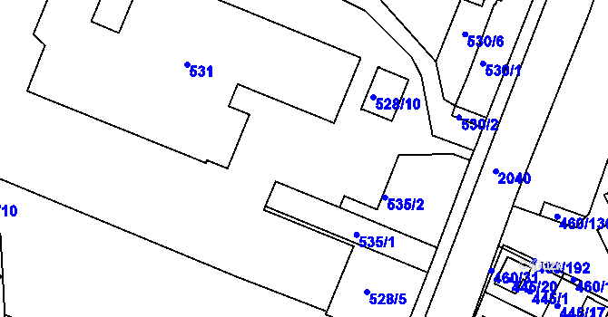 Parcela st. 528/9 v KÚ Modřice, Katastrální mapa
