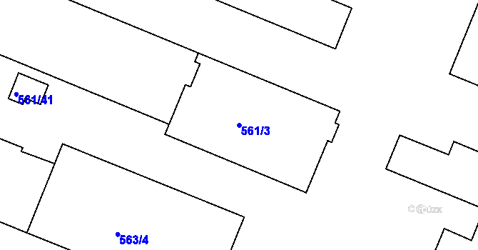 Parcela st. 561/3 v KÚ Modřice, Katastrální mapa