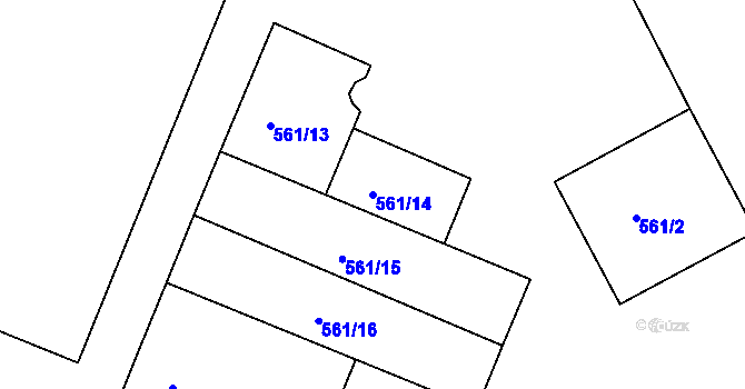 Parcela st. 561/14 v KÚ Modřice, Katastrální mapa