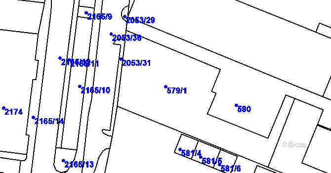 Parcela st. 579/1 v KÚ Modřice, Katastrální mapa