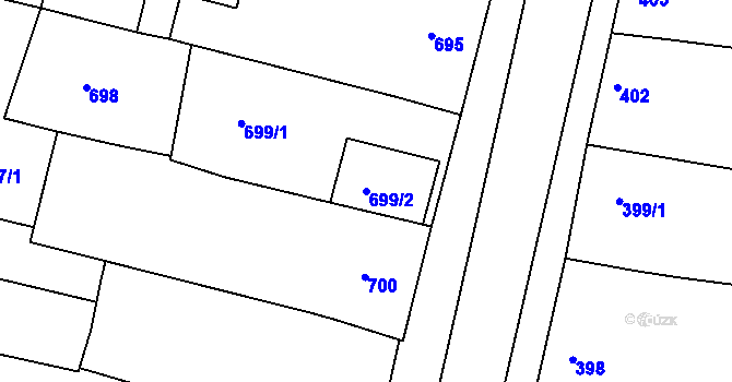 Parcela st. 699/2 v KÚ Modřice, Katastrální mapa