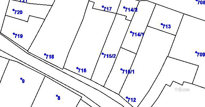 Parcela st. 715/2 v KÚ Modřice, Katastrální mapa