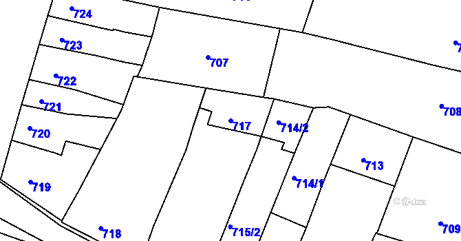 Parcela st. 717 v KÚ Modřice, Katastrální mapa