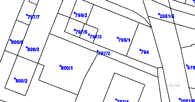 Parcela st. 797/2 v KÚ Modřice, Katastrální mapa