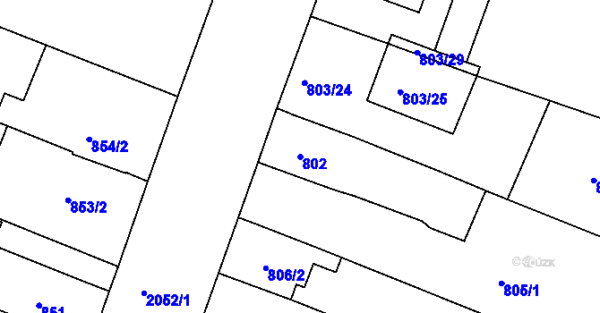 Parcela st. 802 v KÚ Modřice, Katastrální mapa