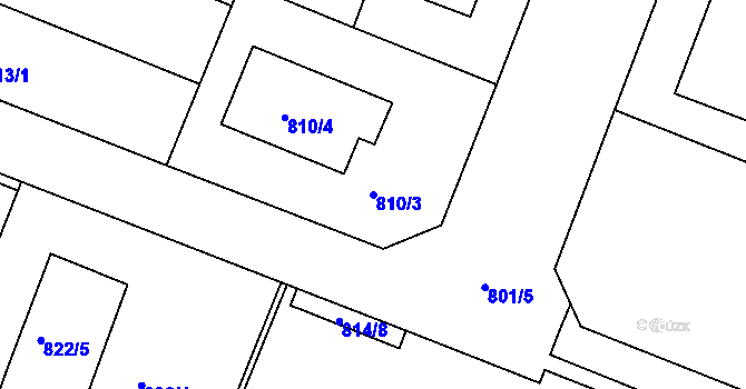 Parcela st. 810/3 v KÚ Modřice, Katastrální mapa