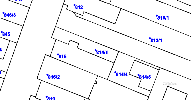 Parcela st. 814/1 v KÚ Modřice, Katastrální mapa