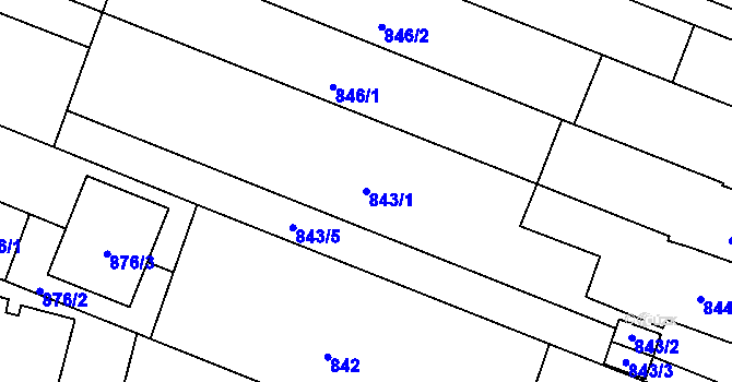 Parcela st. 843/1 v KÚ Modřice, Katastrální mapa