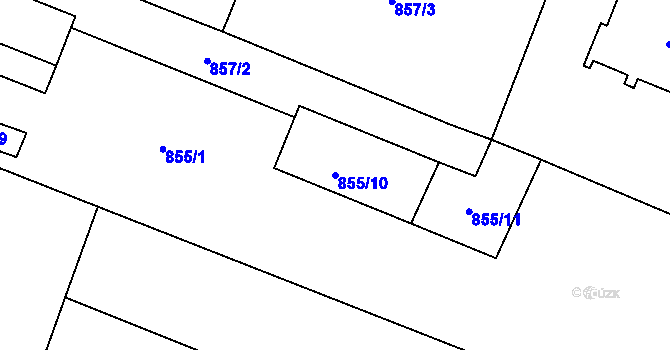 Parcela st. 855/10 v KÚ Modřice, Katastrální mapa