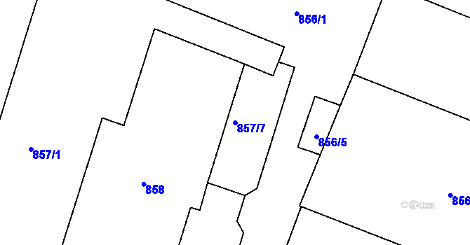 Parcela st. 857/7 v KÚ Modřice, Katastrální mapa