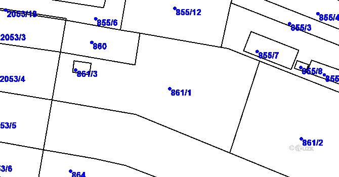 Parcela st. 861/1 v KÚ Modřice, Katastrální mapa