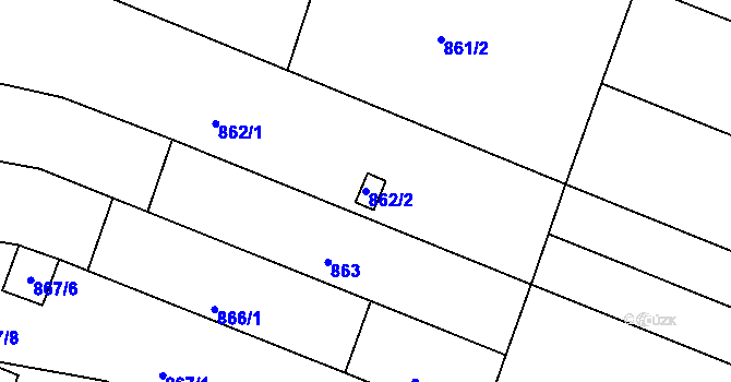 Parcela st. 862/2 v KÚ Modřice, Katastrální mapa
