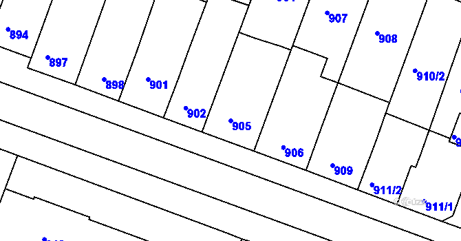 Parcela st. 905 v KÚ Modřice, Katastrální mapa