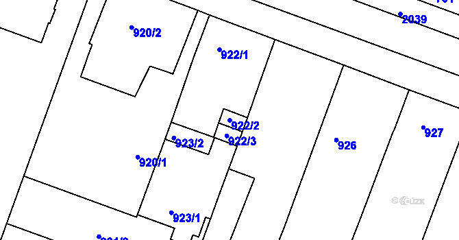Parcela st. 922/2 v KÚ Modřice, Katastrální mapa