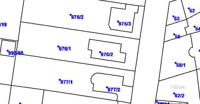 Parcela st. 976/2 v KÚ Modřice, Katastrální mapa