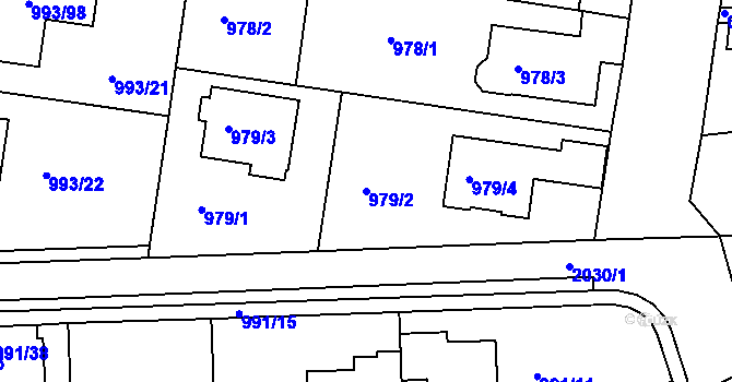 Parcela st. 979/2 v KÚ Modřice, Katastrální mapa