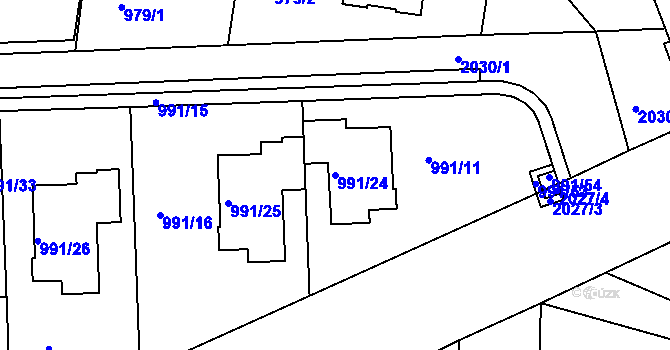 Parcela st. 991/24 v KÚ Modřice, Katastrální mapa