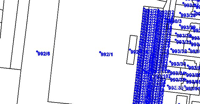Parcela st. 992/1 v KÚ Modřice, Katastrální mapa