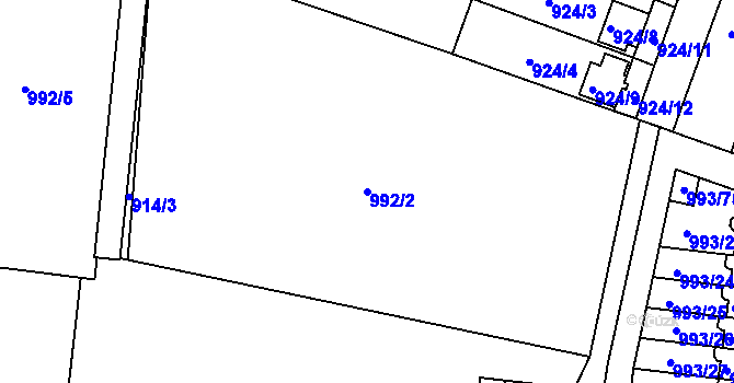 Parcela st. 992/2 v KÚ Modřice, Katastrální mapa