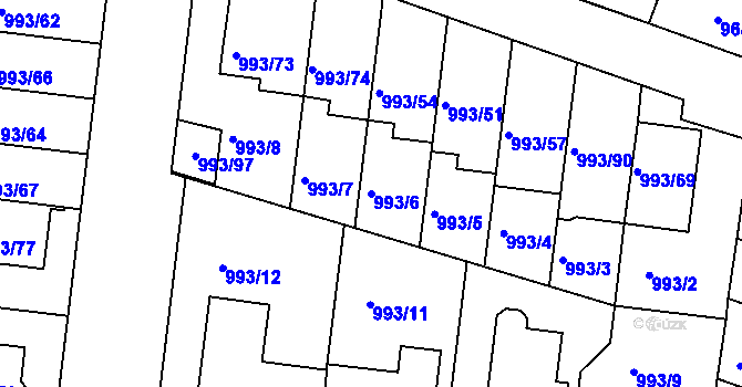 Parcela st. 993/6 v KÚ Modřice, Katastrální mapa