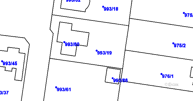 Parcela st. 993/19 v KÚ Modřice, Katastrální mapa