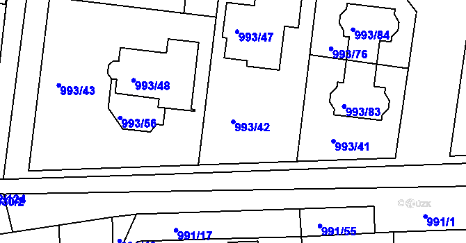 Parcela st. 993/42 v KÚ Modřice, Katastrální mapa