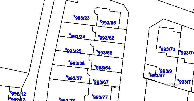 Parcela st. 993/66 v KÚ Modřice, Katastrální mapa